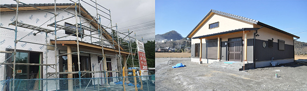 自然に囲まれたシンプル無垢の平屋の家